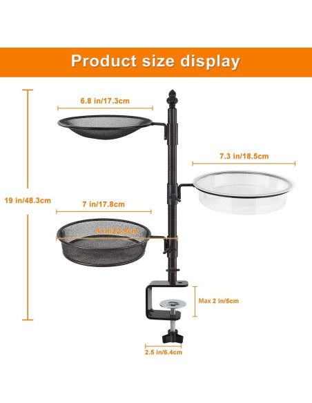 Comedero para Pájaro Urban Deco de 3 Niveles en Bronce