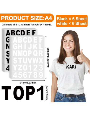 Letras Termoadhesivas TECKWRAP 12 Hojas 432 Piezas Vinilo