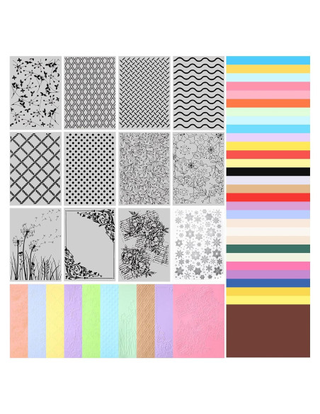 Kit de Embossing Mumufy 12 Carpetas + 60 Cartulinas Coloridas