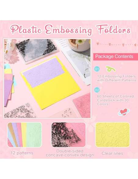 Kit de Embossing Mumufy 12 Carpetas + 60 Cartulinas Coloridas