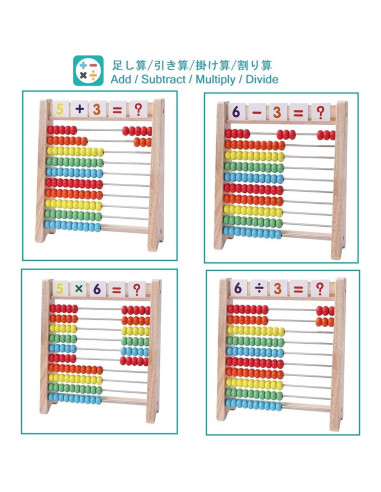 Ábaco Educativo de Madera Flzoaveus - Conteo y Matemáticas 3-7 Años