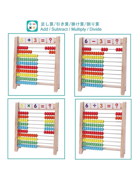 Ábaco Educativo de Madera Flzoaveus - Conteo y Matemáticas 3-7 Años