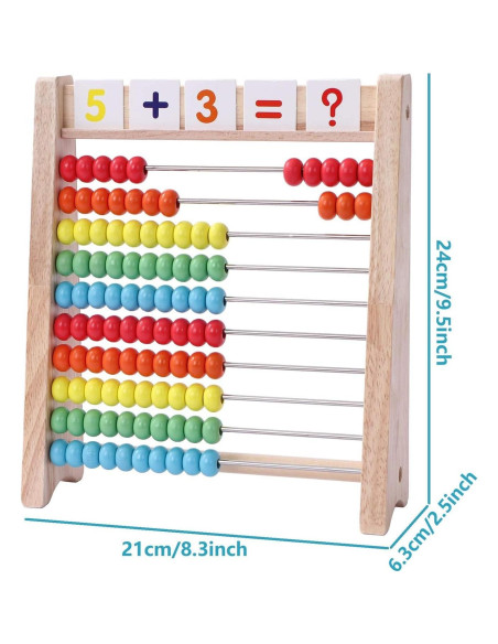 Ábaco Educativo de Madera Flzoaveus - Conteo y Matemáticas 3-7 Años