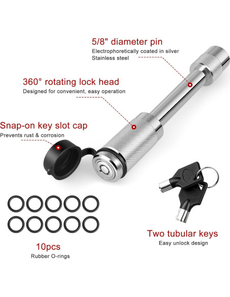 Cerradura de enganche de remolque Ayleid 5/8" antirrobo 2 paquetes