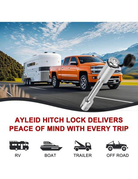 Cerradura de enganche de remolque Ayleid 5/8" antirrobo 2 paquetes