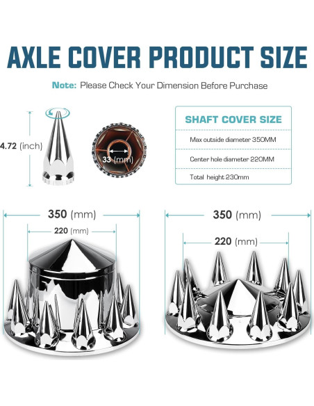 Cubiertas de Eje Autsurles 2 Delanteras y 4 Traseras 33mm