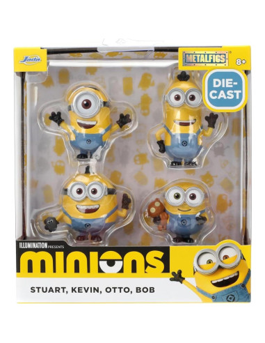 Figuras de Metal Minions Jada 4-Pack - Stuart, Kevin, Otto, Bob