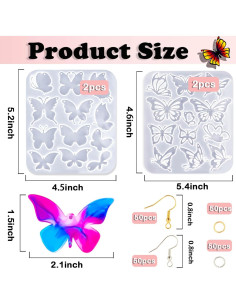Kit de Moldes de Aretes de Resina Mariposa JHYlilia 204 Piezas 2