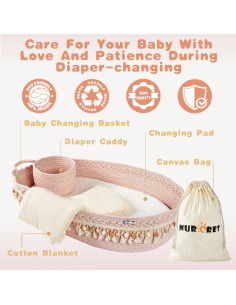 Cesta para Cambiar Bebés Nurcret Rosa Plegable 75x41x15 cm 2