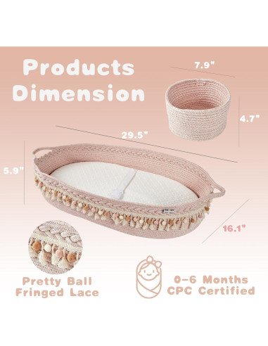 Cesta para Cambiar Bebés Nurcret Rosa Plegable 75x41x15 cm