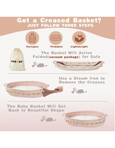 Cesta para Cambiar Bebés Nurcret Rosa Plegable 75x41x15 cm