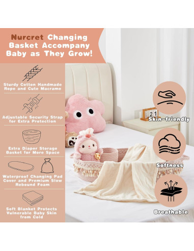 Cesta para Cambiar Bebés Nurcret Rosa Plegable 75x41x15 cm