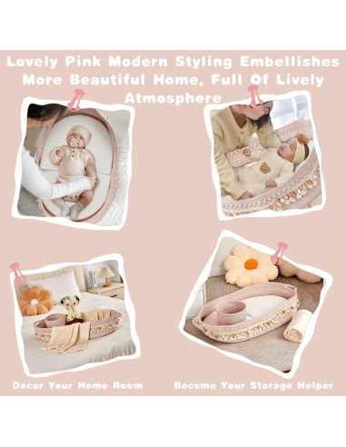 Cesta para Cambiar Bebés Nurcret Rosa Plegable 75x41x15 cm