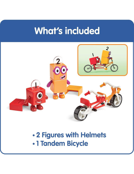 Conjunto de Figuras Numberblocks Uno y Dos en Bicicleta