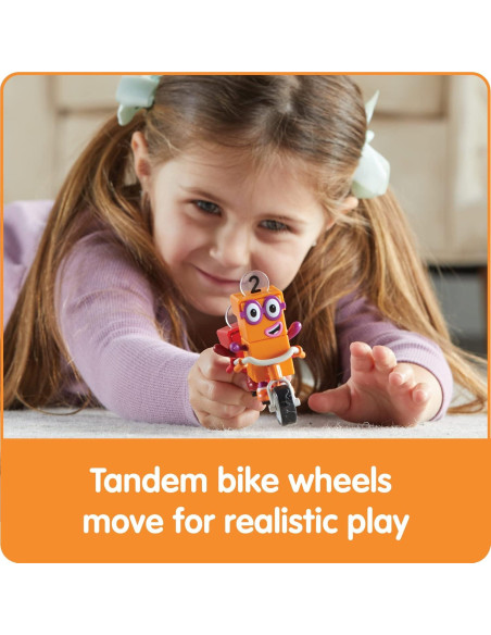 Conjunto de Figuras Numberblocks Uno y Dos en Bicicleta