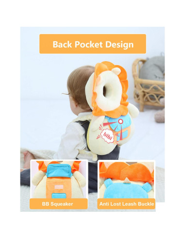 Mochila Protectora de Cabeza para Bebé JunNeng León Amarillo
