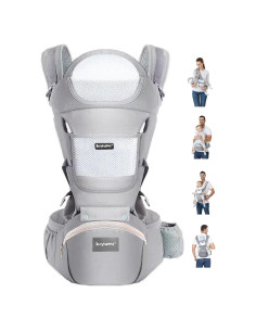 Portabebés KIYUMI 6-en-1 Ergonómico Gris 3.2-20.4 kg
