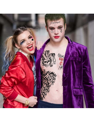Tatuajes Temporales Halloween TASROI 6 Hojas Joker 3D