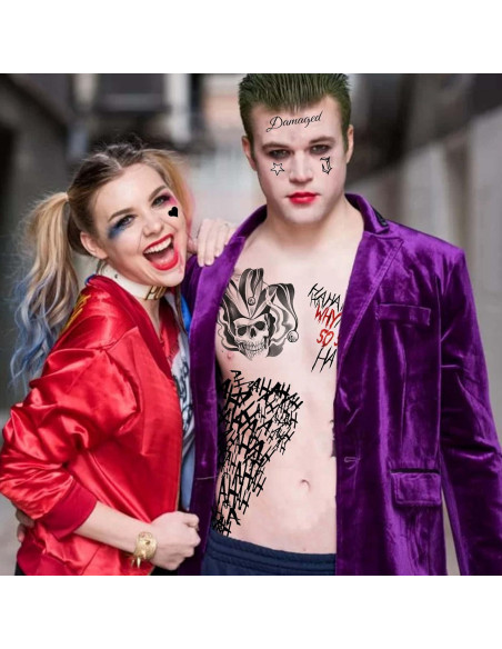 Tatuajes Temporales Halloween TASROI 6 Hojas Joker 3D