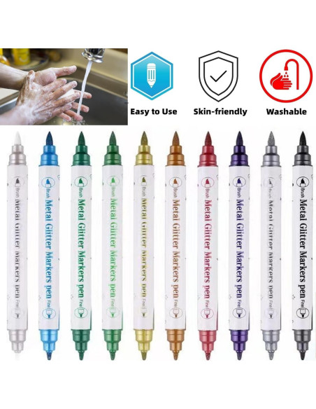 Kit de Marcadores de Tatuajes Temporales Wxfhtda - 10 Piezas + 40 Plantillas