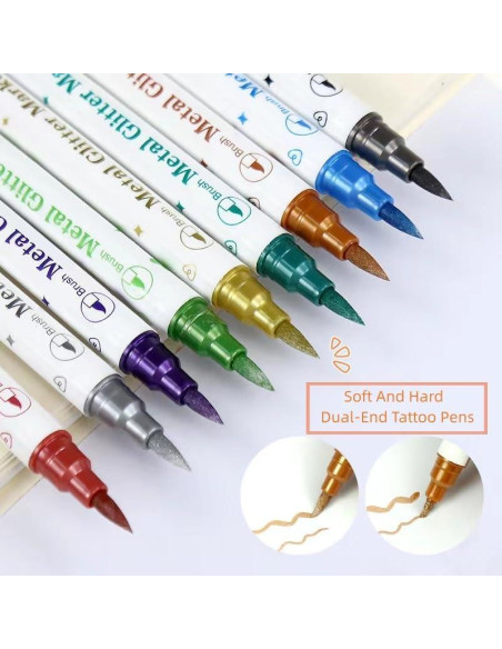 Kit de Marcadores de Tatuajes Temporales Wxfhtda - 10 Piezas + 40 Plantillas