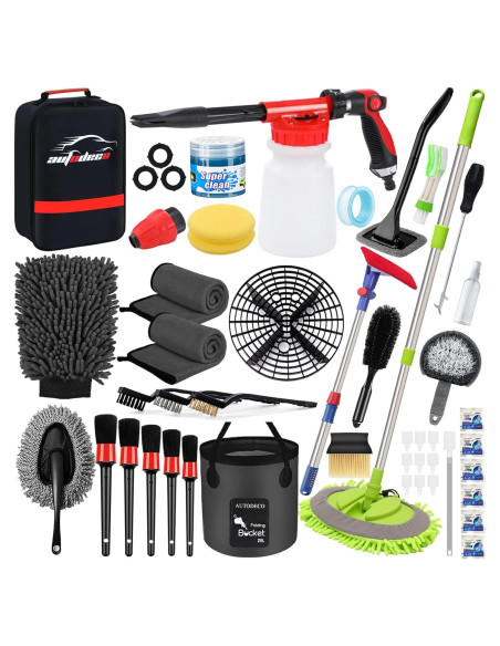 Kit de Lavado de Autos 44 Piezas AUTODECO Negro