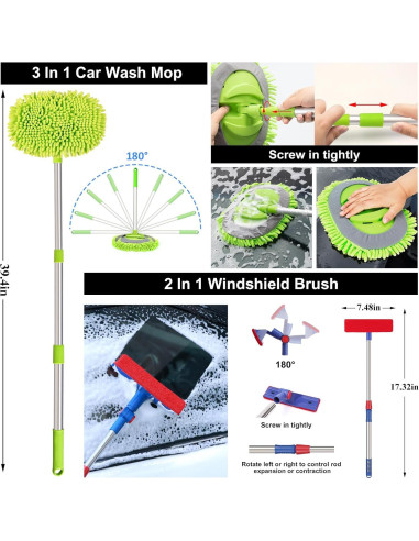 Kit de Lavado de Autos 44 Piezas AUTODECO Negro