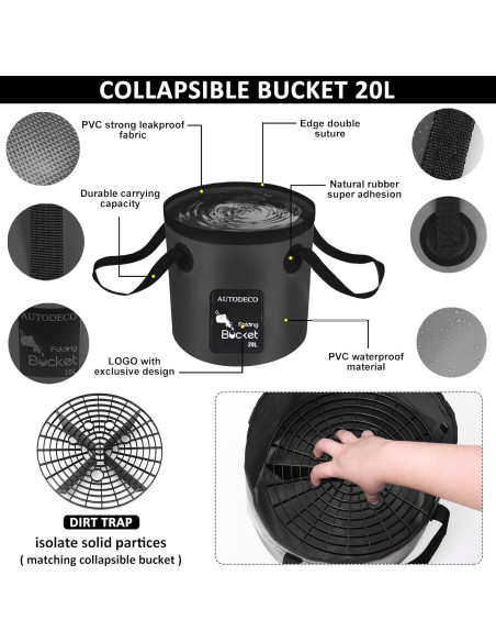 Kit de Lavado de Autos 44 Piezas AUTODECO Negro