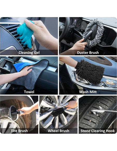 Kit de Lavado de Autos 44 Piezas AUTODECO Negro