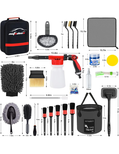 Kit de Lavado de Autos 44 Piezas AUTODECO Negro