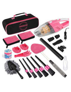 Kit de Limpieza Interior de Coche HORDALOR Rosa 16 Piezas