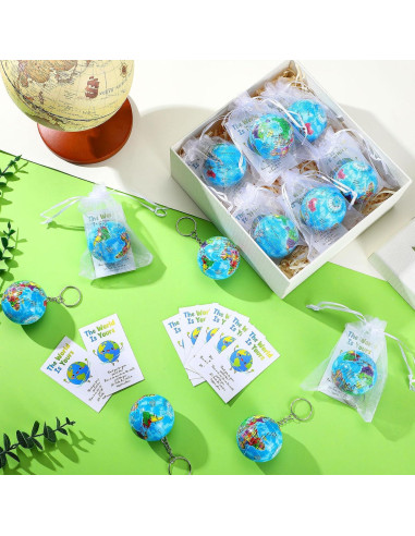 Pack 24 Llaveros Globo Día de la Tierra Quelay para Niños