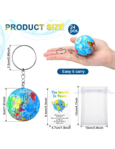 Pack 24 Llaveros Globo Día de la Tierra Quelay para Niños