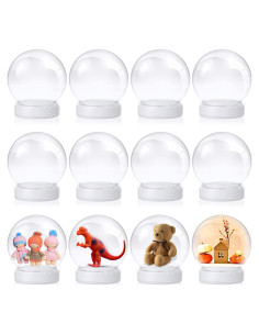 12 Globos de Nieve Rellenables Mimorou 10 cm Plástico Transparente