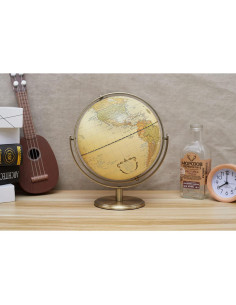 Globo Terráqueo Antiguo Annova 20cm con Base de Metal Bronce 2