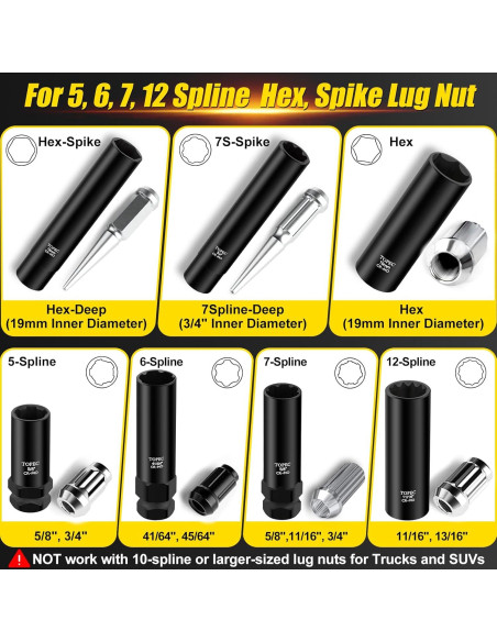 Conjunto de 12 Piezas de Llave de Tuerca de Spline Topec