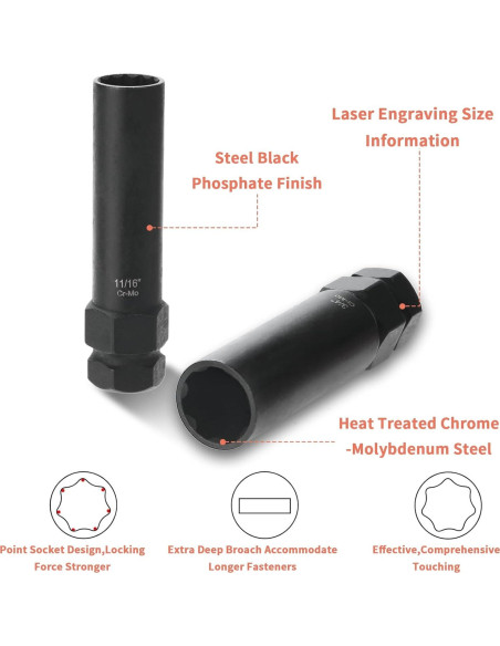 Juego de Llaves para Tuercas de Ruedas REBRA 8 Piezas