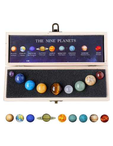 Modelo de Sistema Solar de Cristal Runyangshi - 8 Planetas - Decoración Educativa