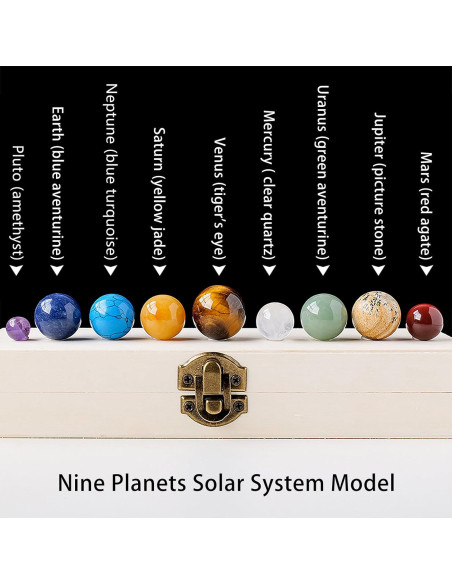 Modelo de Sistema Solar de Cristal Runyangshi - 8 Planetas - Decoración Educativa