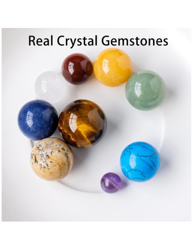 Modelo de Sistema Solar de Cristal Runyangshi - 8 Planetas - Decoración Educativa