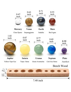 Esfera de Gemas Naturales del Sistema Solar 9 Planetas con Soporte 2