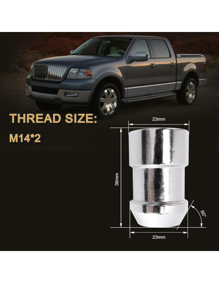 Tuercas de Bloqueo de Rueda M14x2mm YYHHZZ - Juego de 4 con 2 Llaves