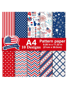 Papel Patrón 4 de Julio Morcheiong A4 30 Hojas Doble Cara
