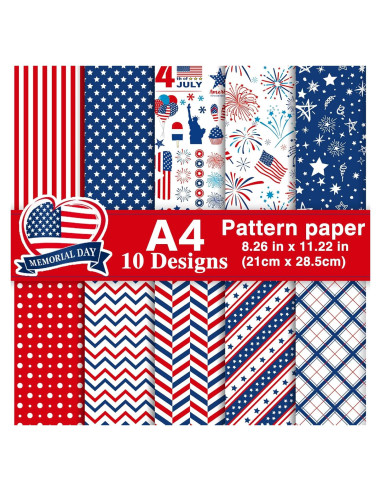 Papel Patrón 4 de Julio Morcheiong A4 30 Hojas Doble Cara