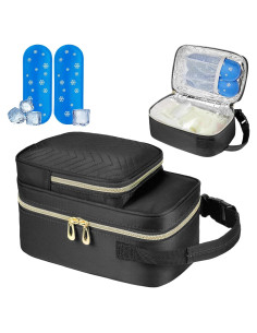Bolsa de viaje para leche materna negra con aislamiento