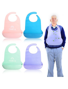 Baberos de Silicona para Adultos 4 Piezas Ajustables Unisex