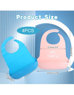 Baberos de Silicona para Adultos 4 Piezas Ajustables Unisex 2