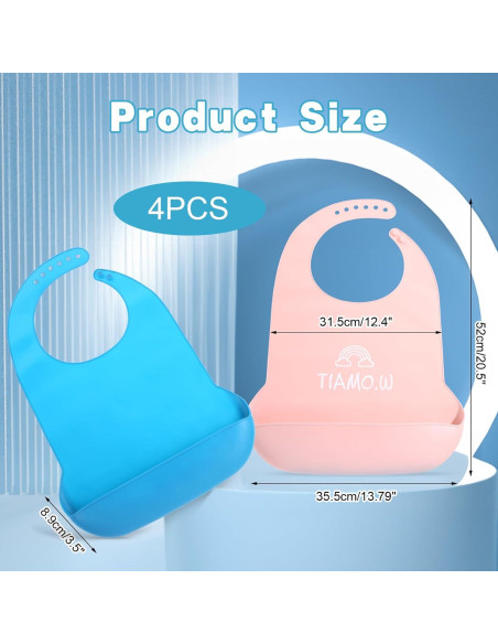 Baberos de Silicona para Adultos 4 Piezas Ajustables Unisex