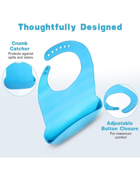 Baberos de Silicona para Adultos 4 Piezas Ajustables Unisex