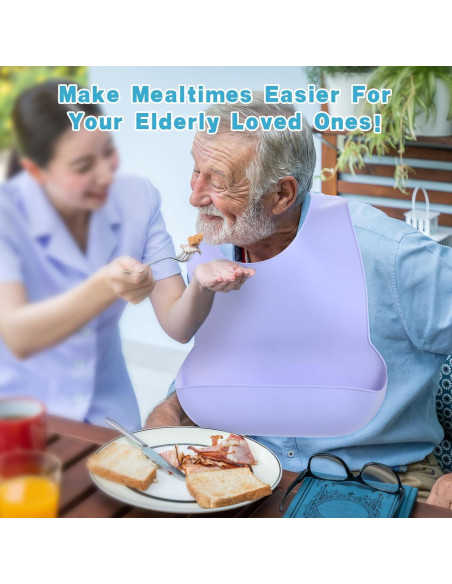 Baberos de Silicona para Adultos 4 Piezas Ajustables Unisex